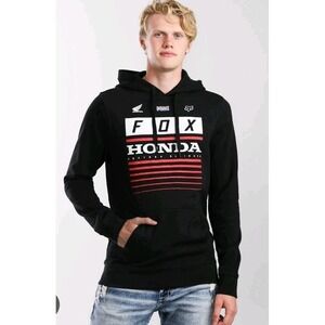 Fox Head Racing X Honda Hoodie Sweatshirt Mens M Black White Red Graphics